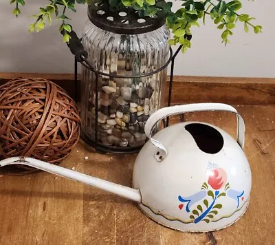 Vintage Metal Watering Can Long Spout Garden Folk Art Country Farmhouse Ohio Art • £48.23