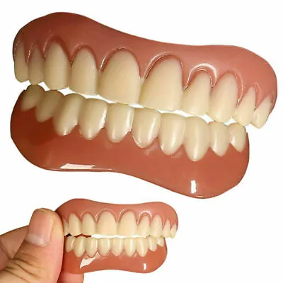 $6.99 • Buy Snap On Silicone False Teeth Cosmetic Dental Veneer Up/Lower Tooth Set Denture