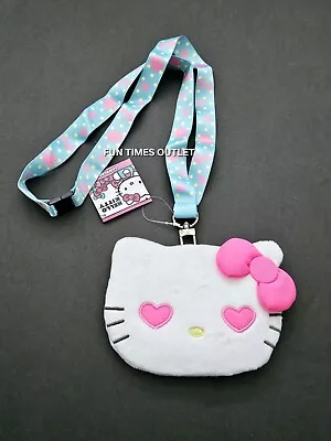 Sanrio Hello Kitty Lanyard Plush Coin Bag I.d Credit Card Holder Licensed Gift  • $12.99