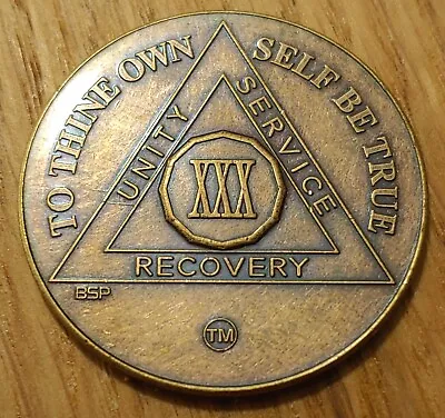 30 Year Alcoholics Anonymous AA Bronze Medallion Coin Sobriety Chip Thirty • $4.99