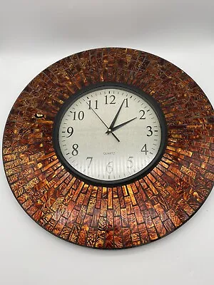 19  Baltic Amber Mosaic Wall Clock With 9.5  Brown Arabic Glass Dial -works • $49