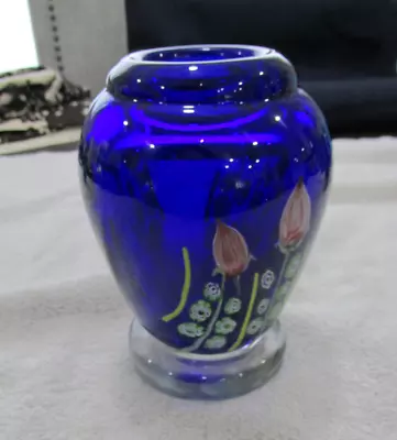 Vintage Fratelli Toso Cobalt Blue Murano Millefiori Glass Vase  6  • $89