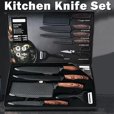 6pcs Kitchen Knife Set Stainless Steel Cooking Chef Knives Set Scissors Peeler Z • $25.88