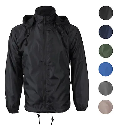 Men's Water Resistant Polar Fleece Lined Hooded Windbreaker Rain Jacket • $35.69