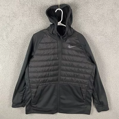 NIKE Jacket Mens XL Extra Large Black Therma Winterized Training Hooded Jacket • $29.99