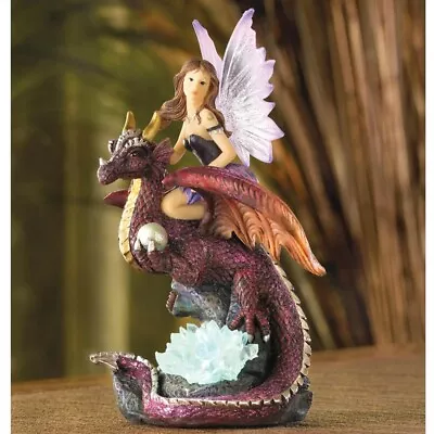 Dragon Steed Fairy Maiden Rider Figurine Led Light Bookcase Shelf Sitter 8  Tall • $24.90