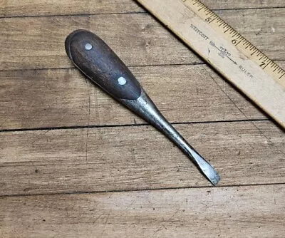 Antique Wood Handle Screwdriver RARE Mechanics Automotive Tools  6  Flat☆USA • $24