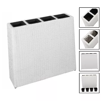 Garden Raised Bed With 4 Pots Poly Rattan [WHITE] • £130.25