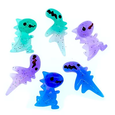 6pcs Glitter Dinosaur Kawaii Resin Flatback Cabochons Embellishments Craft  • £2.19