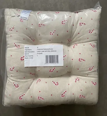 Christmas Candy Cane Padded Chair Cushions / Seat Pads X 2 - Brand New • £14.99