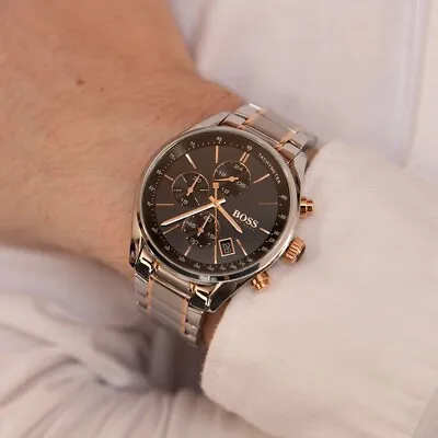 £89.49 • Buy New Men's Hugo Boss HB1513473 LUXURY Grand Prix Two Tone Chronograph Watch