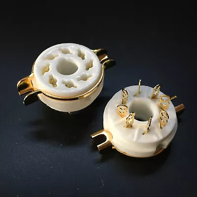 $7.99 • Buy 2Pcs 8Pin Gold Ceramic Vacuum Tube Socket Octal Valve Base Fr EL34 KT88 6550 6V6