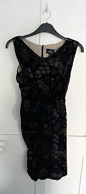 J. Mendel Paris Dress Ladies Size 8 Silk Velvet Pocket Ruche Black LBD • $32.83