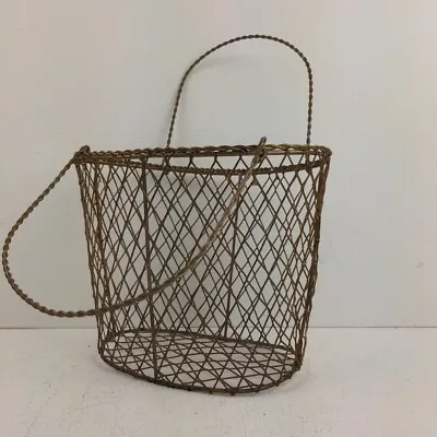 Vintage Chicken Wire Basket Handles Moveable Handles Oval Home Decor • $15.39