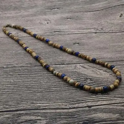 Vintage Tribal Men's Beaded Lapis Lazuli Coconut Shell Necklace Surf Jewelry • $12.99