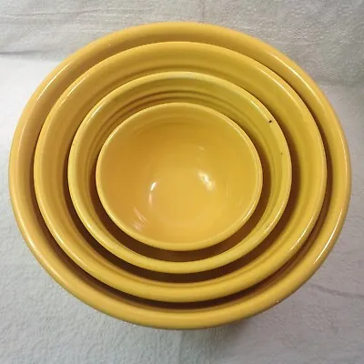 $125 • Buy Vintage Yellow BAUER  RINGWARE POTTERY MIXING BOWLS Older Set W/ Inner Rings