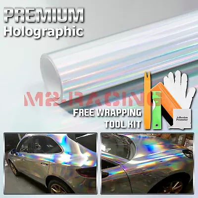 $14.99 • Buy *Holographic Silver Rainbow Neo Chrome Car Vinyl Wrap Bubble Free Sticker Film
