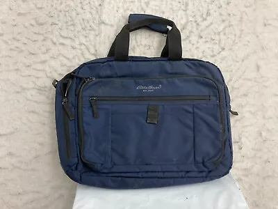 Eddie Bauer Canvas Briefcase Duffel Bag Dark Blue Double Handle Zip Top • $15
