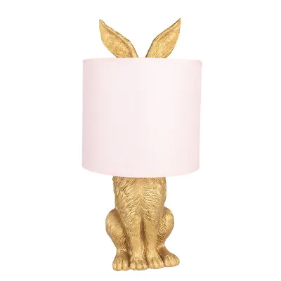 43cm Pink & Gold Rabbit Hare Table Buffet Bedside Lamp Light - E27 Fitting 60w • £49.99