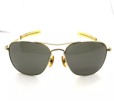 Vintage American Optical 5 1/2 AO Aviator Sunglasses Gold P2 • $107.69
