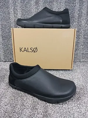 👞 New W/ Box Kalso Mana Sz 11 / 44 Black Leather Slip On Shoes Earth Vtg Style  • $135.99