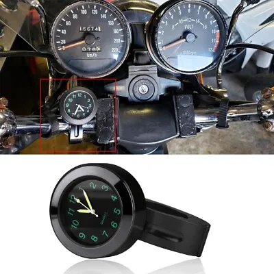 Black Universal 7/8'' 1'' Cruiser Handle Bar Mount Clock Watch For Motorcycle • $14.99