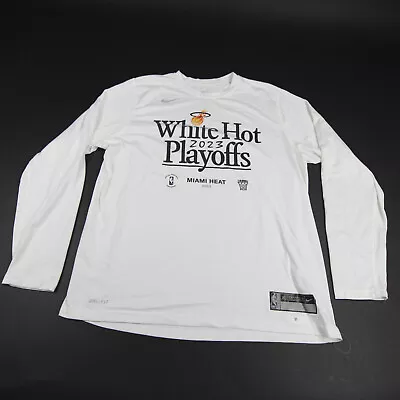 Miami Heat Nike NBA Authentics Dri-Fit Long Sleeve Shirt Men's White Used • $38.69