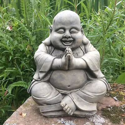 Stone Garden Happy Praying Buddha Ornament Statue 🙏 • £22