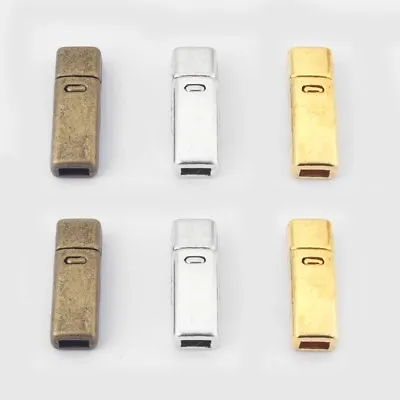 5Sets Antique Silver/Bronze/Gold Flat Magnetic Clasp For 5*2mm Flat Leather Cord • £4.79