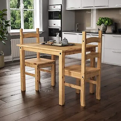 £132.99 • Buy Small Natural Wooden Dining Table And 2 Chairs Set Kitchen Room Rustic Pine