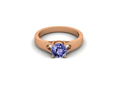 925 Sterling Rose Plated 6mm Round Tanzanite Solitaire Wedding Women Ring • £45.42