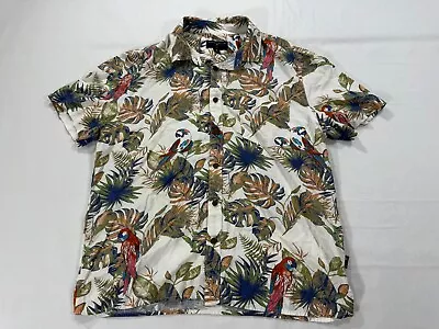 Jimmy Buffett's Margaritaville Men White Short Sleeve Hawaiian Parrot Shirt Sz M • $14.90