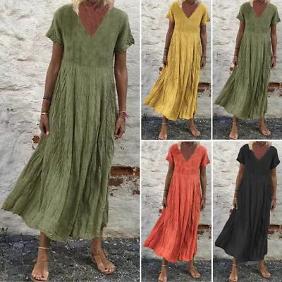$22.79 • Buy ZANZEA Womens Summer  Long Maxi Sundress Holiday Beach Bohemian Plus Size Dress
