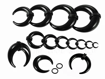 PAIR Black Acrylic Bull Taper With O-Rings Ear Septum Stretcher 14G-00G • $6.79