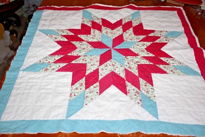 $22.95 • Buy Vintage 8 Point Star Lone Star Broken Star Handmade Cutter Quilt Block Piece