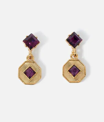 Accessorize  Gold Tone Purple Short Coin Drop Earrings • £6.99