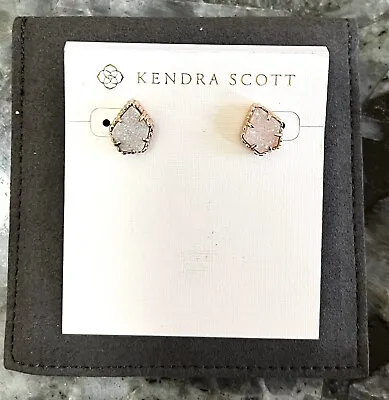 Kendra Scott Tessa Rose Gold Stud Earrings In Iridescent Drusy • £33