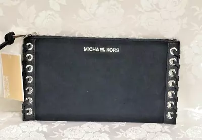 Michael Kors Black Suede Eyelet Clutch • $95.99