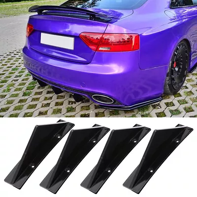 4 Wing Car Rear Bumper Lip Diffuser Splitter Spoiler Shark Fins Glossy For Audi • $14.39