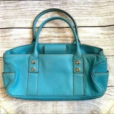 Michael Kors Vintage Turquoise Pebbled Leather Shoulder Tote Bag Silver Hardware • $39