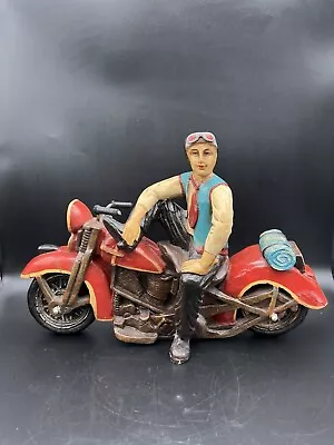 Harley Davidson-Large Resin And Metal Statue Of A Motorbike With Rider 13 Inches • $62.50