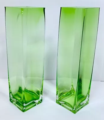 VINTAGE Decorative Glass Murano Style 8  Tall Square Flower Vase • $33