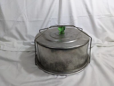 $23.45 • Buy Vintage  Aluminum Cake Carrier Server Locking Lid Glass Knob Carlton 