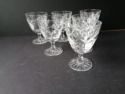 £16.50 • Buy Set Of 6 Royal Doulton Crystal Cut Wide Rim Wine Glasses