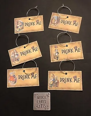 6 Drink Me Wine Charms - Mad Hatters Tea Party Wedding/birthday Decorations • $6.21