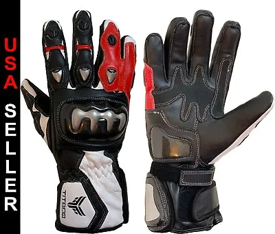 Motorbike Motorcycle Gloves Bike Real Leather CE Armored Knuckle Pro Size XL • $33.99