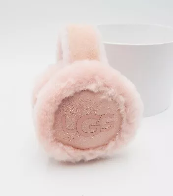 Ugg Classic Non Tech Earmuffs Women Pink Cloud Sheepskin Shearling Embroidered • £76