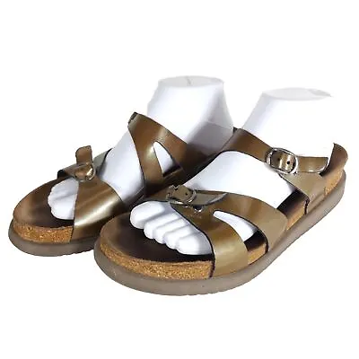 MEPHISTO Women’s Hannel EU40 US95 Patent Leather Bronze Strappy Slide Sandals  • $49.99