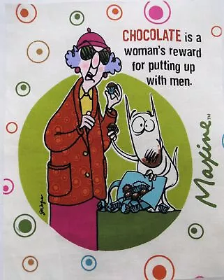 Maxine Fabric Chocolate Reward For Putting Up With Men 6.5  X 8  Quilt Block • $2.59