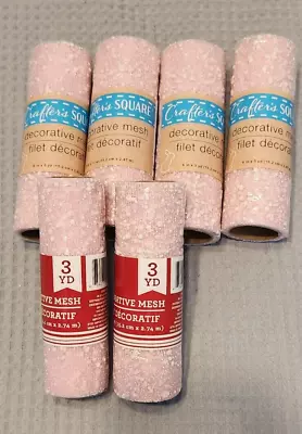 6 Rolls Crafter's Square 6  Splatter Decorative Mesh 3 Yd Rolls ~ Light Pink • $15.99